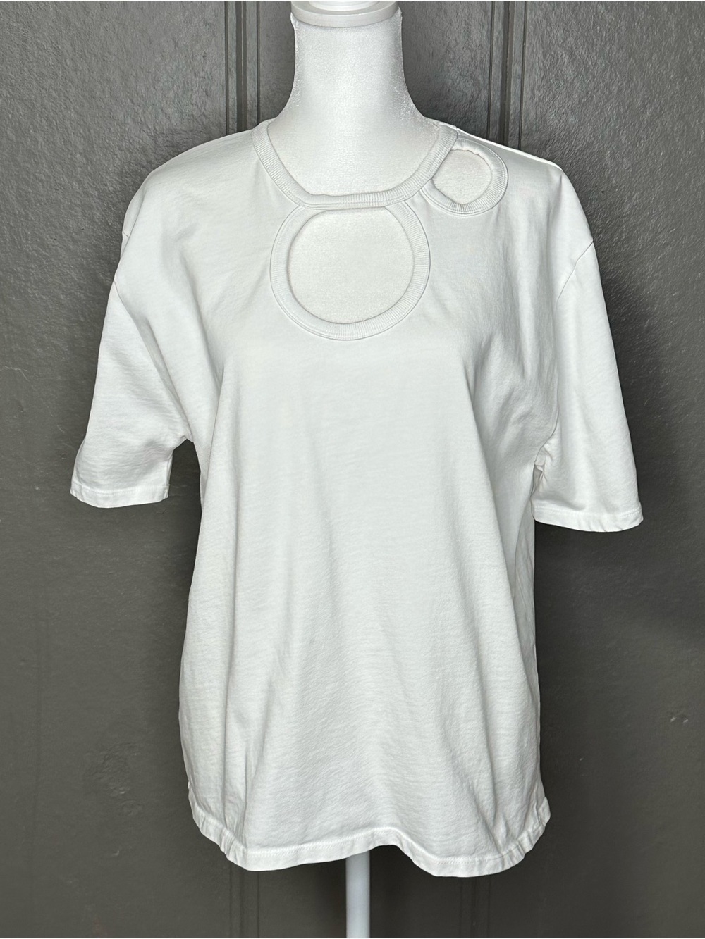 Zara White Circle Cutout Tee
